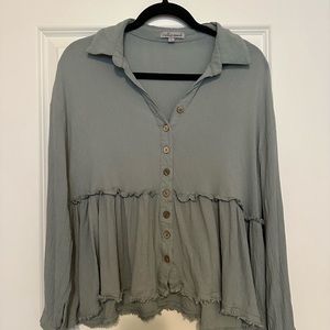 Flowy sage button down